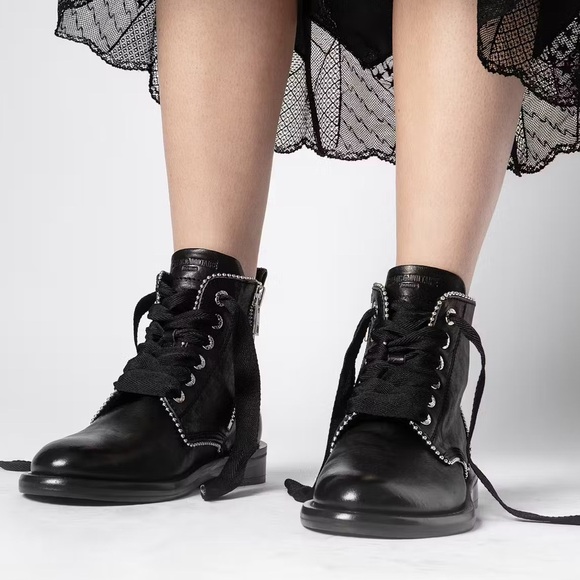 Zadig & Voltaire Black Ankle Boots with Silver Accents - Picture 4 of 16